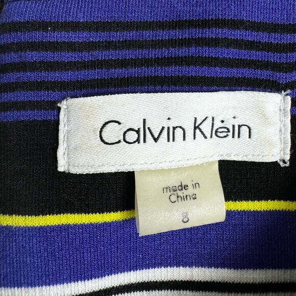 Calvin Klein Women's Stripes Shift Dress Blue Yellow Black Size 8 Above Knee - Picture 9 of 11